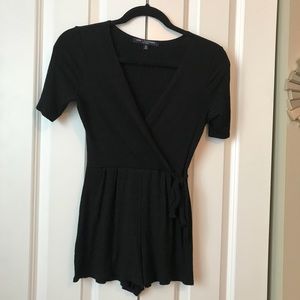 One Clothing- black romper shorts cross tie top